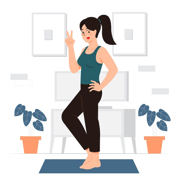 Hermosa mujer con ilustración de vector de concepto de cuerpo sano