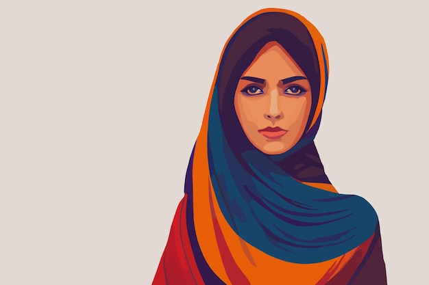 Vector hermosa mujer iraní con una sheila protesta por la libertad de las mujeres en irán