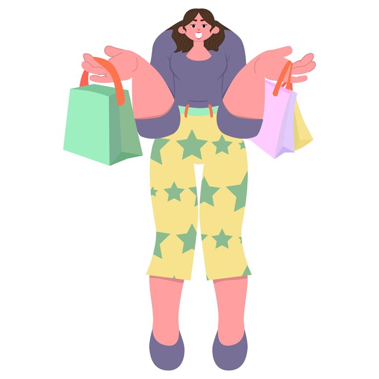 Hermosa mujer joven con bolsas de compras en sus manos durante la venta o descuento