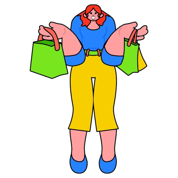 Hermosa mujer joven con bolsas de compras en sus manos durante la venta o descuento