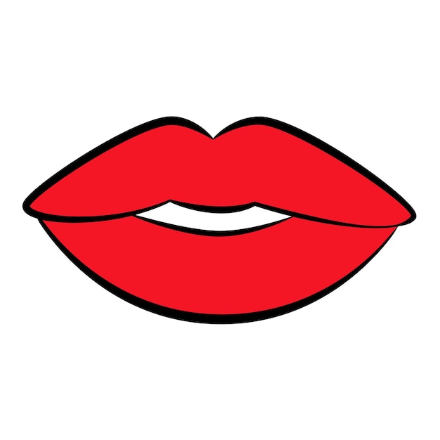 Hermosa mujer joven con labios rojos sobre un fondo blanco.