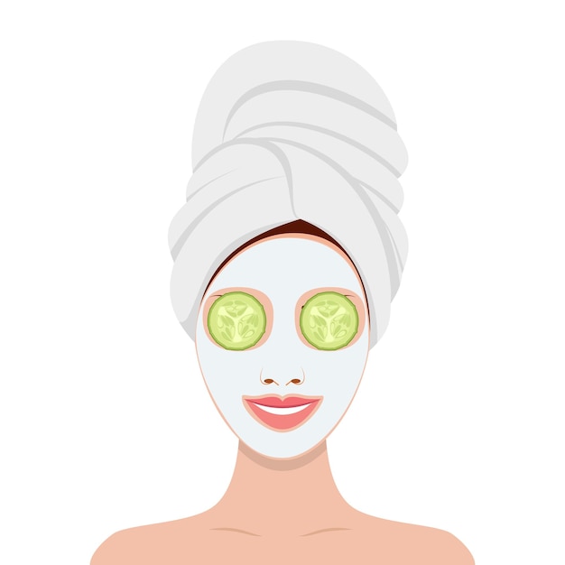 Vector hermosa mujer con máscara facial