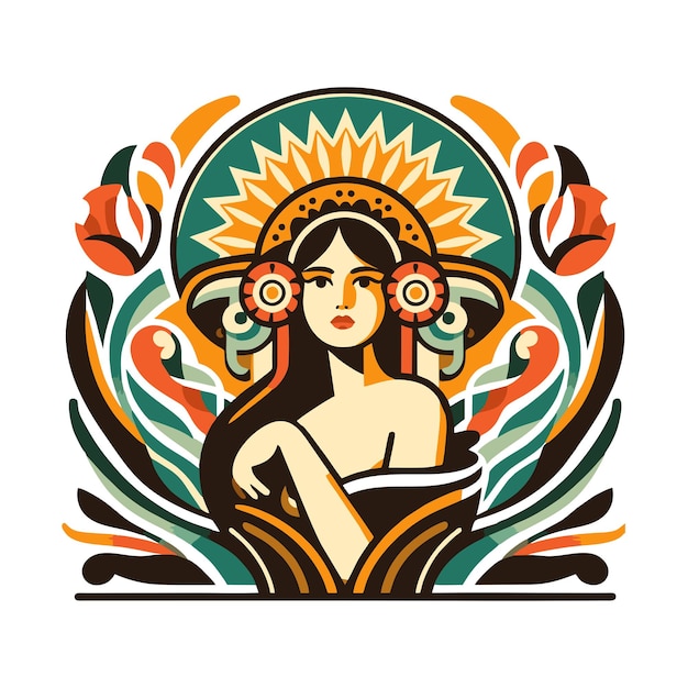 hermosa mujer mexicana diseño vectorial plano