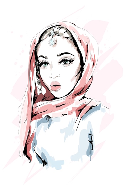 Hermosa mujer musulmana con hijab