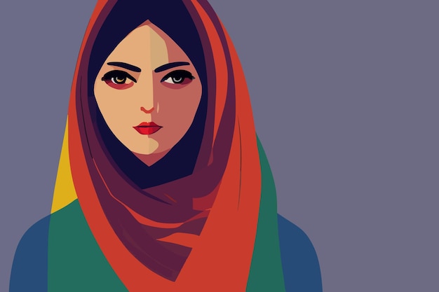 Vector una hermosa mujer musulmana con hiyab protesta de mujeres iraníes