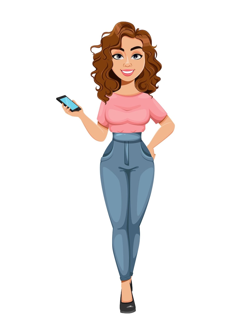 Vector hermosa mujer de negocios con smartphone