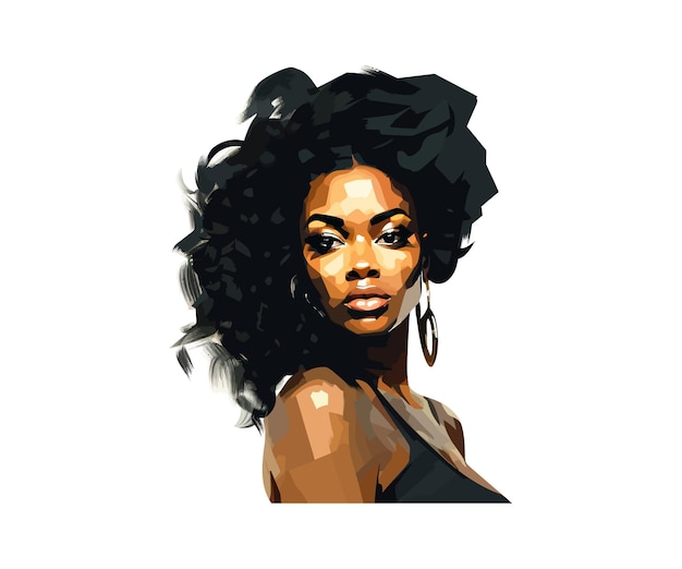 Hermosa mujer negra con cabello negro diseño de ilustraciones vectoriales