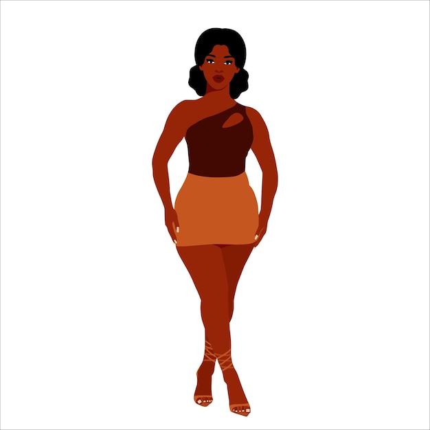 Hermosa mujer negra en un elegante vector de estilo artístico