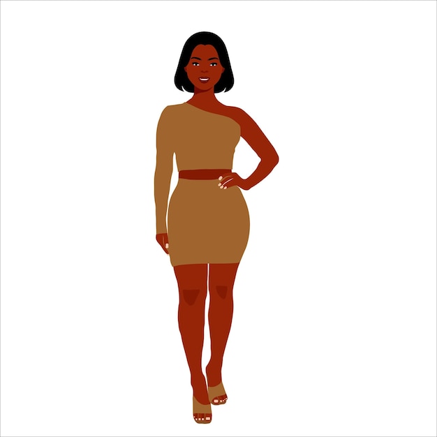 Hermosa mujer negra en un elegante vector de estilo artístico