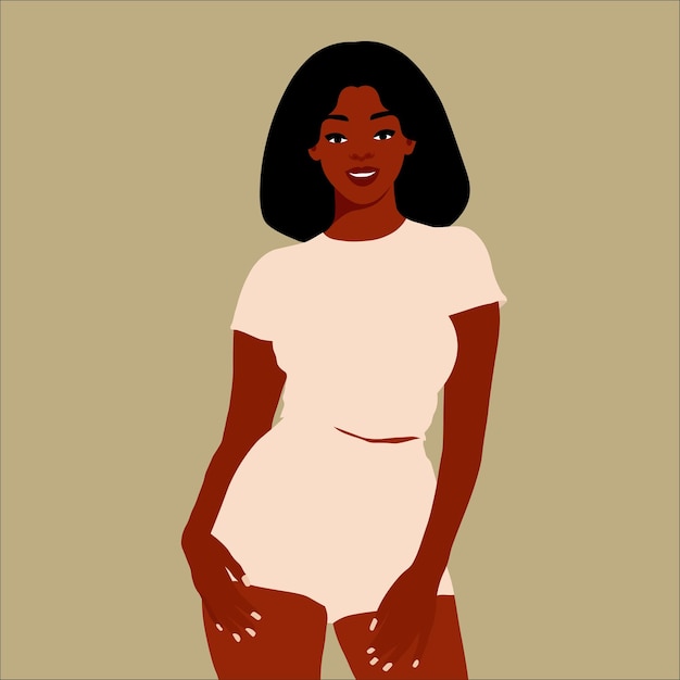 Hermosa mujer negra en un elegante vector de estilo artístico
