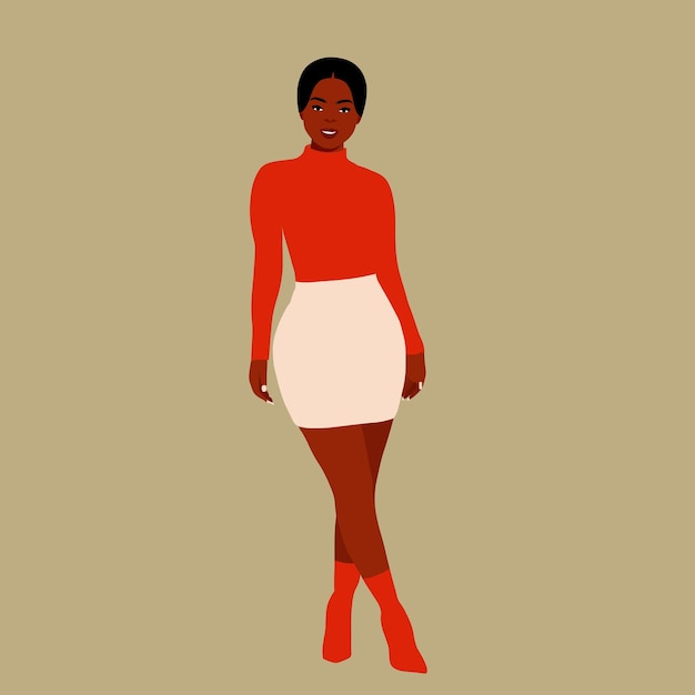 Hermosa mujer negra en un elegante vector de estilo artístico