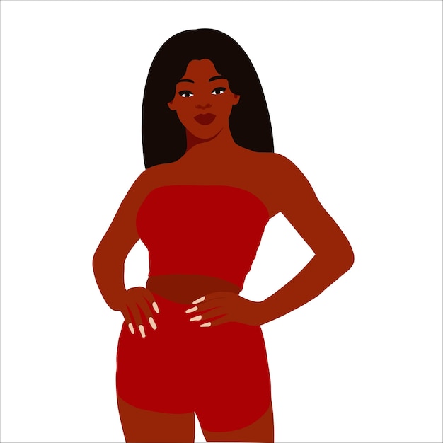 Hermosa mujer negra en un elegante vector de estilo artístico