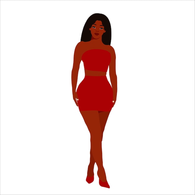 Hermosa mujer negra en un elegante vector de estilo artístico