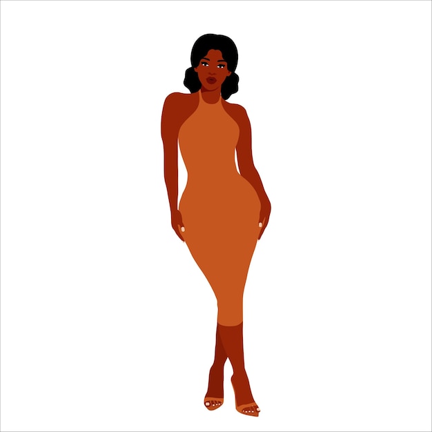 Hermosa mujer negra en un elegante vector de estilo artístico