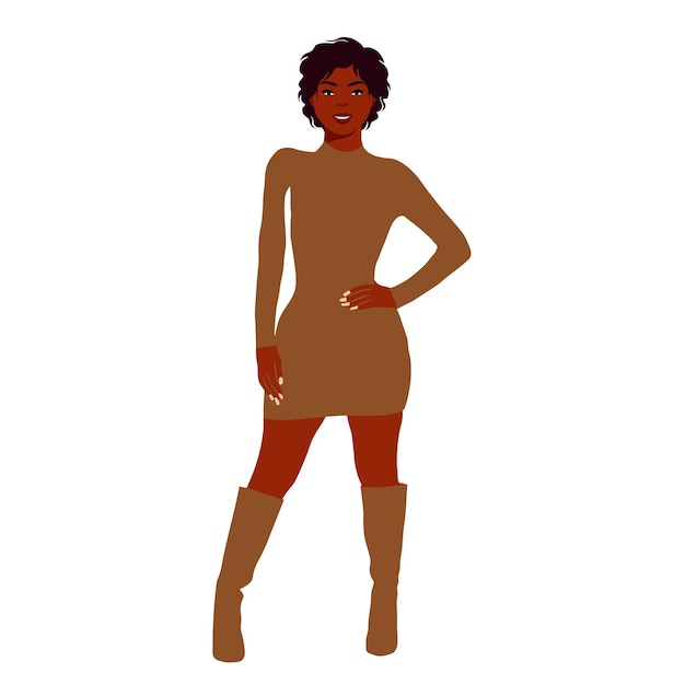 Hermosa mujer negra en un elegante vector de estilo artístico