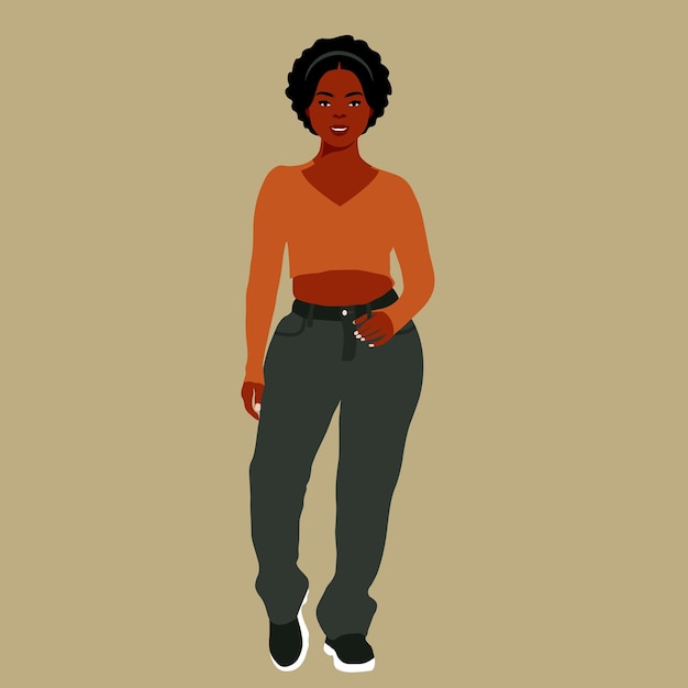 Hermosa mujer negra en un elegante vector de estilo artístico