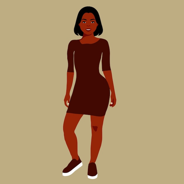Hermosa mujer negra en un elegante vector de estilo artístico
