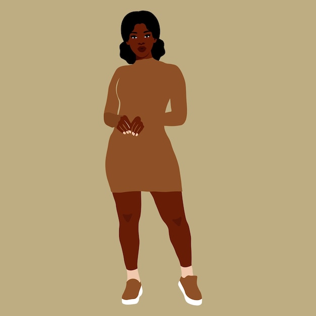 Hermosa mujer negra en un elegante vector de estilo artístico