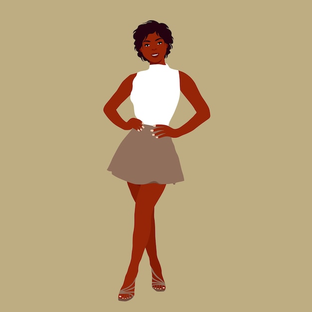 Hermosa mujer negra en un elegante vector de estilo artístico
