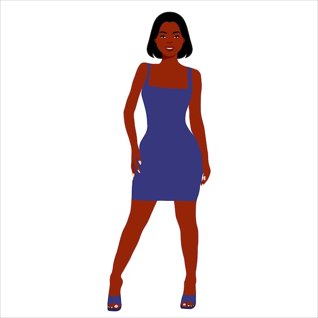 Hermosa mujer negra en un elegante vector de estilo artístico
