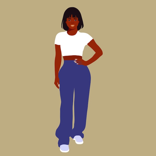 Hermosa mujer negra en un elegante vector de estilo artístico