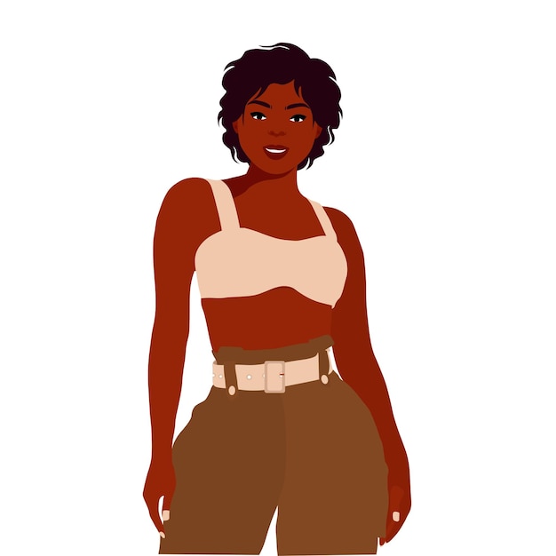 Hermosa mujer negra en un elegante vector de estilo artístico