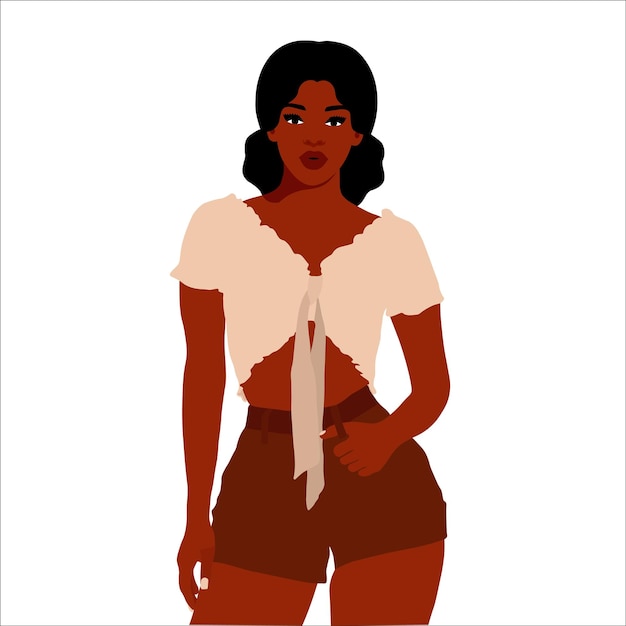 Hermosa mujer negra en un elegante vector de estilo artístico