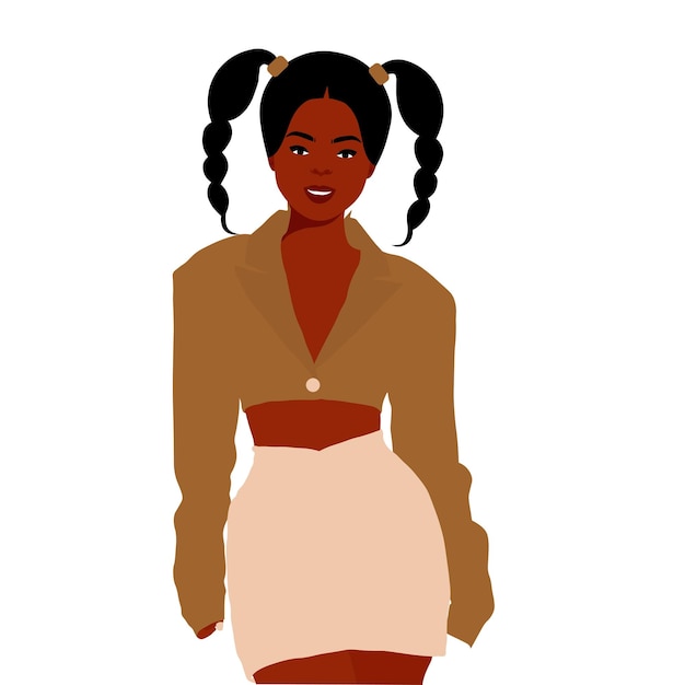 Hermosa mujer negra en un elegante vector de estilo artístico