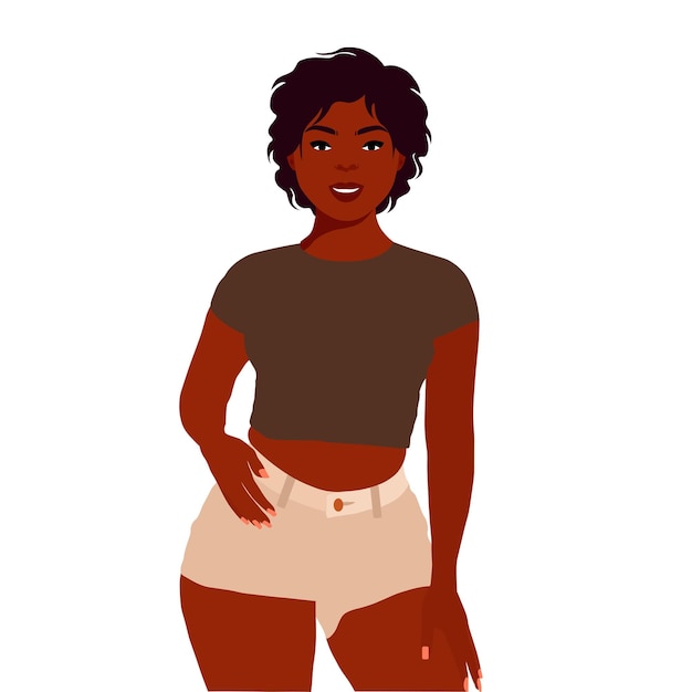 Hermosa mujer negra en un elegante vector de estilo artístico