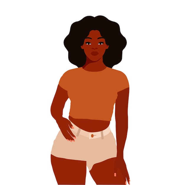 Hermosa mujer negra en un elegante vector de estilo artístico