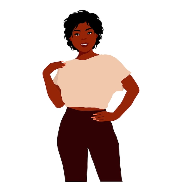 Hermosa mujer negra en un elegante vector de estilo artístico