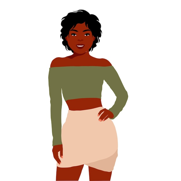 Hermosa mujer negra en un elegante vector de estilo artístico