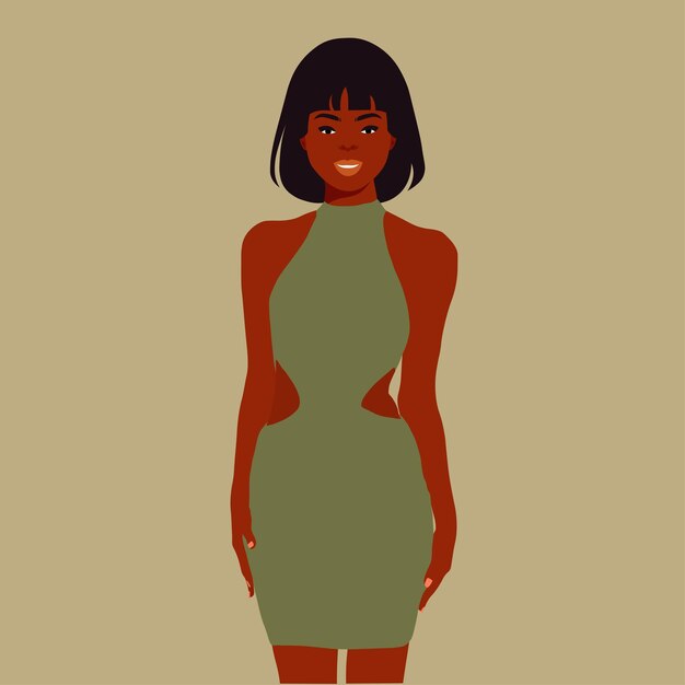 Hermosa mujer negra en un elegante vector de estilo artístico