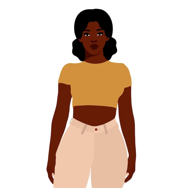 Hermosa mujer negra en un elegante vector de estilo artístico