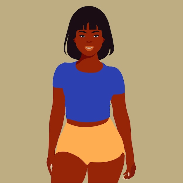 Hermosa mujer negra en un elegante vector de estilo artístico