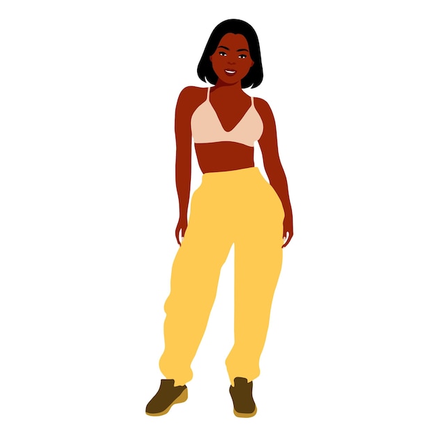 Hermosa mujer negra en un elegante vector de estilo artístico