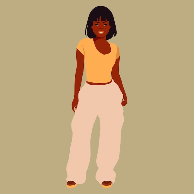 Hermosa mujer negra en un elegante vector de estilo artístico