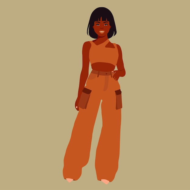 Hermosa mujer negra en un elegante vector de estilo artístico