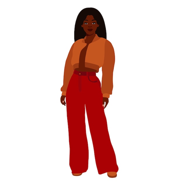 Hermosa mujer negra en un elegante vector de estilo artístico