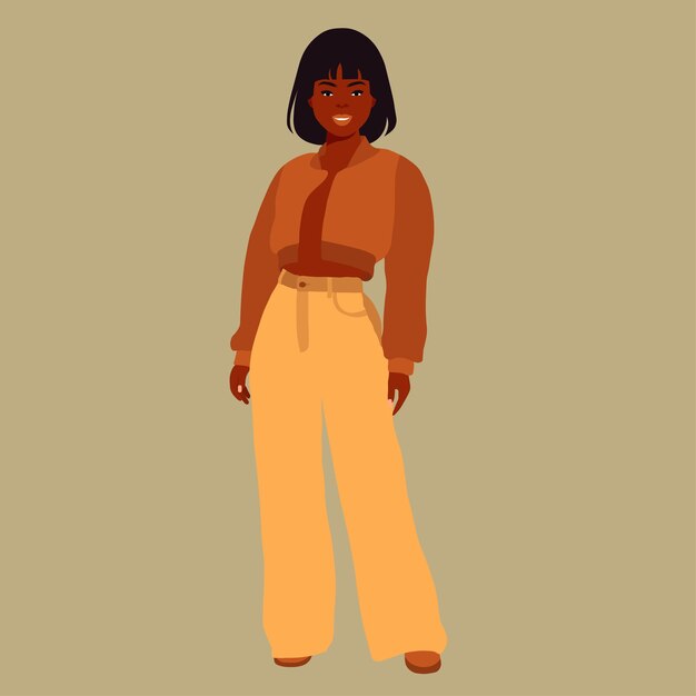Hermosa mujer negra en un elegante vector de estilo artístico