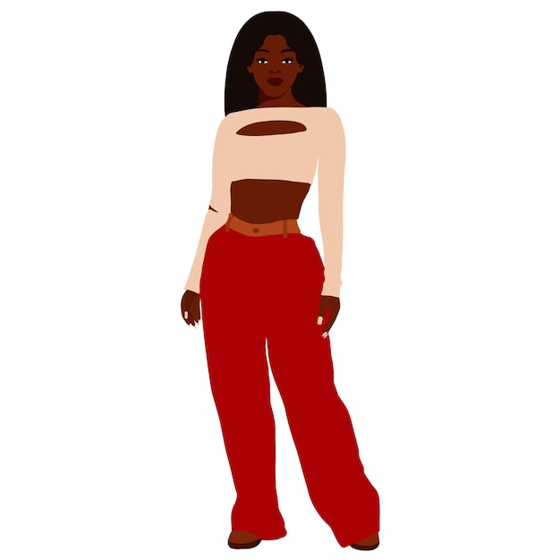 Hermosa mujer negra en un elegante vector de estilo artístico