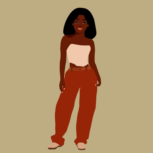 Hermosa mujer negra en un elegante vector de estilo artístico