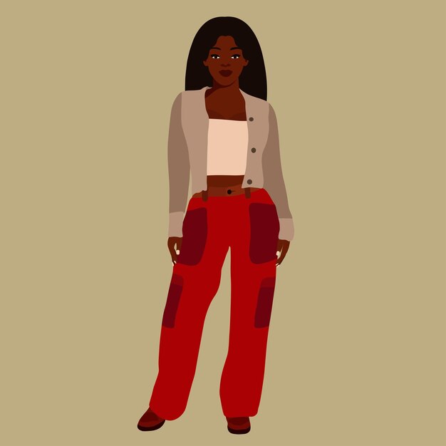 Hermosa mujer negra en un elegante vector de estilo artístico