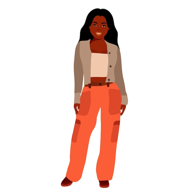Hermosa mujer negra en un elegante vector de estilo artístico