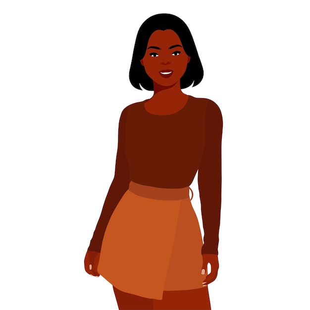 Hermosa mujer negra en un elegante vector de estilo artístico