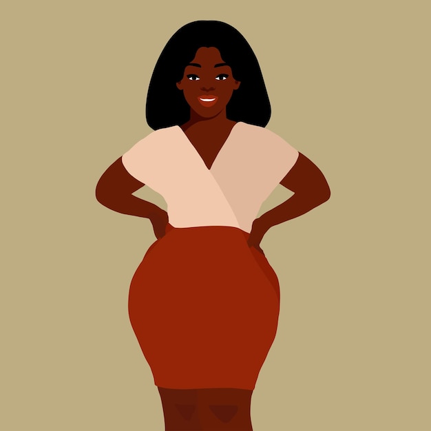 Hermosa mujer negra en un elegante vector de estilo artístico