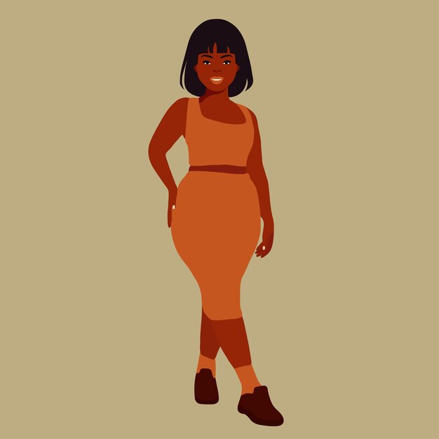 Hermosa mujer negra en un elegante vector de estilo artístico