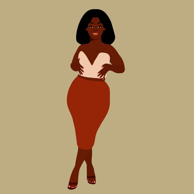 Hermosa mujer negra en un elegante vector de estilo artístico
