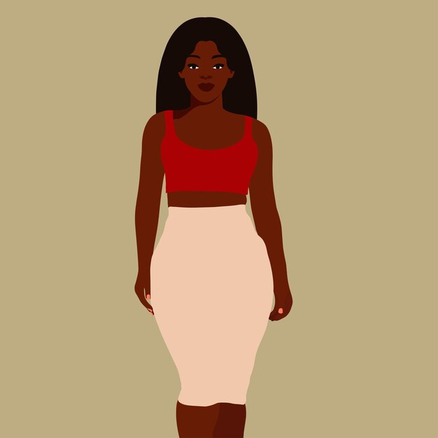 Hermosa mujer negra en un elegante vector de estilo artístico