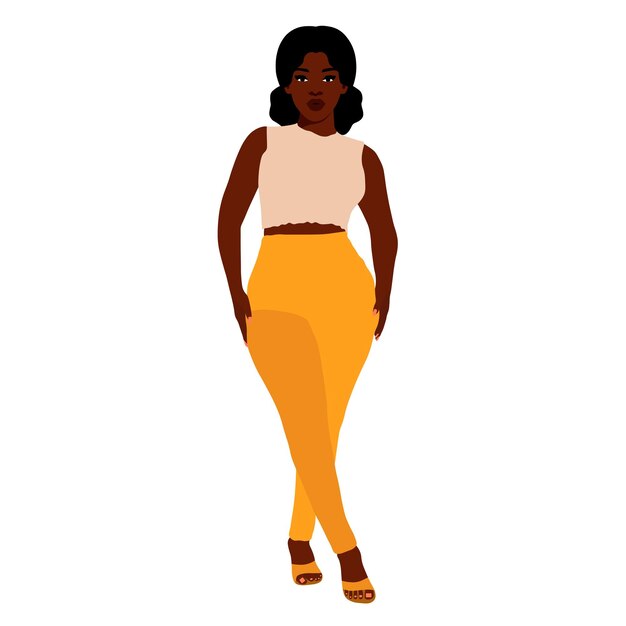 Hermosa mujer negra en un elegante vector de estilo artístico